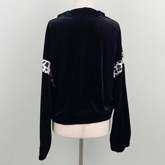 NWT Emory Park x Dolls Kill | Black Velour Leopard Zip Track Jacket Small - Picture 6 of 8